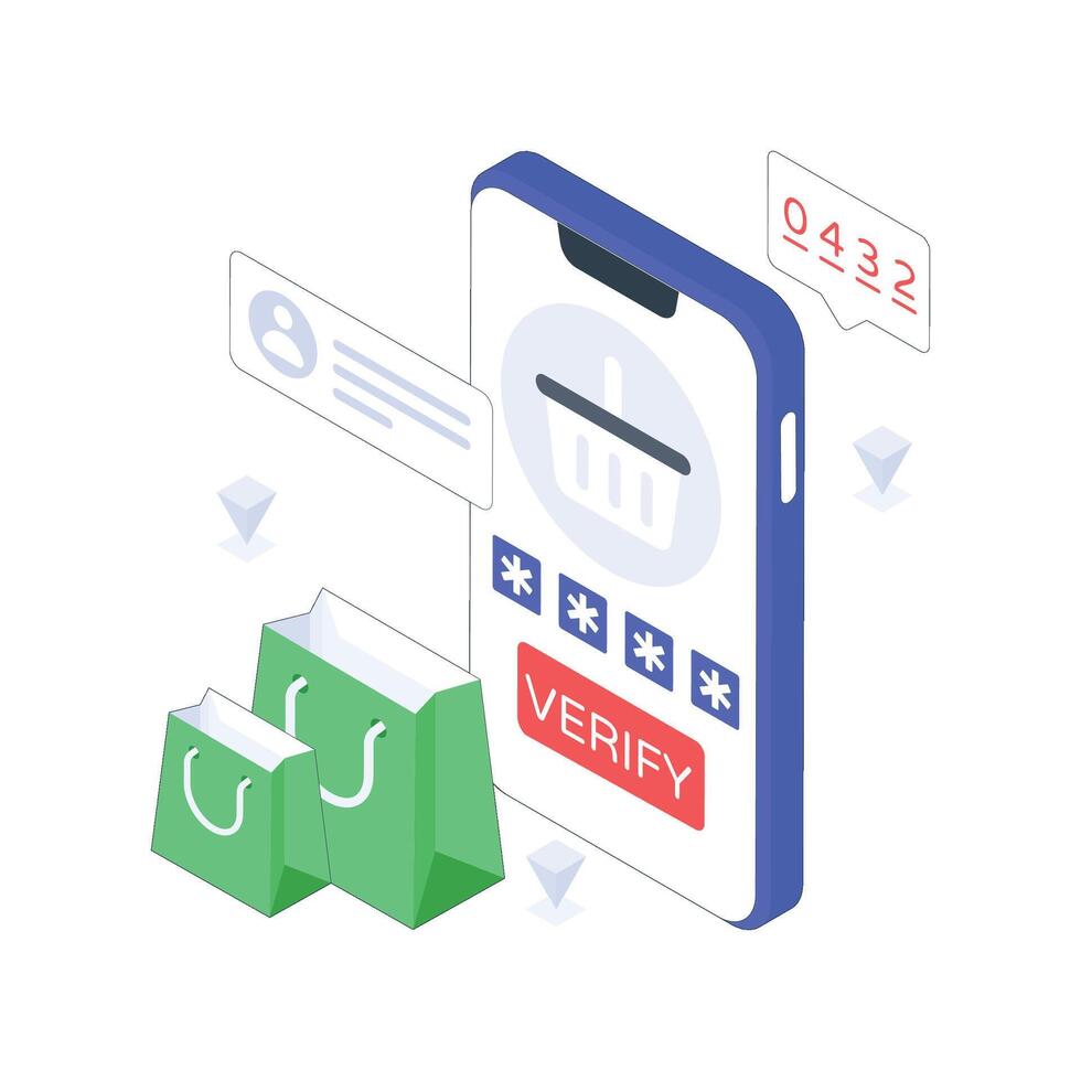 Shopping OTP isometric Colored illustration vector