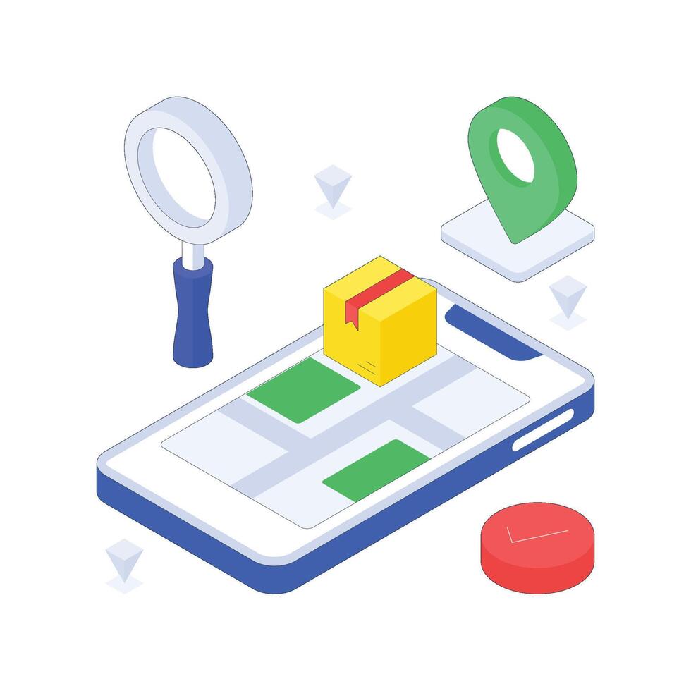 Tracking Order isometric Colored illustration. vector