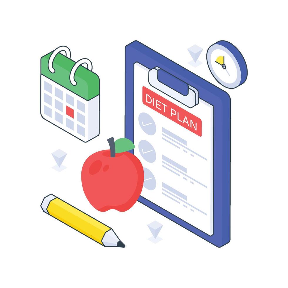 Diet Plan isometric Colored illustration. EPS File stock illustration vector
