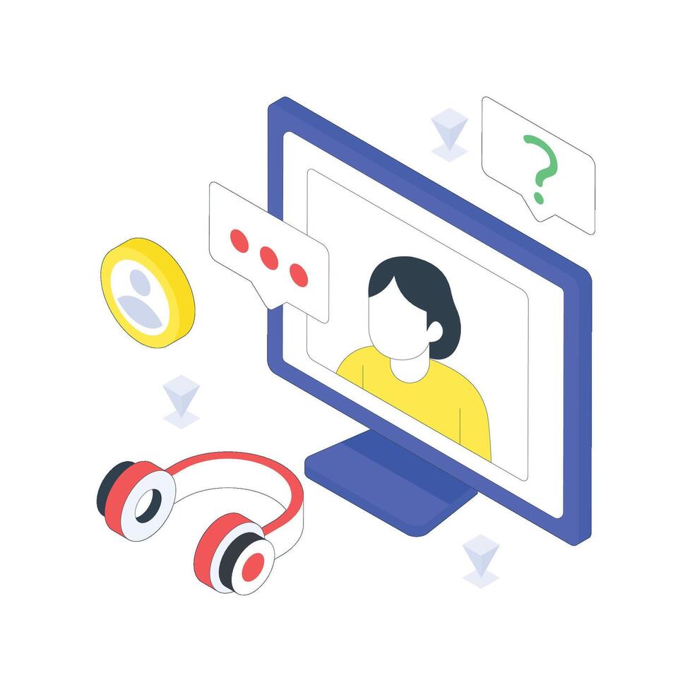 Online Consultant isometric Colored illustration vector