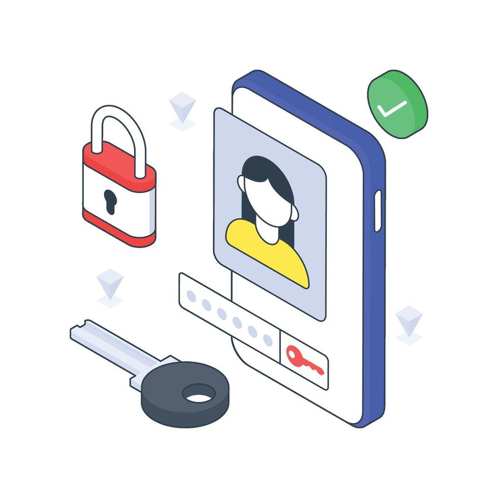 Account Security isometric Colored illustration. vector
