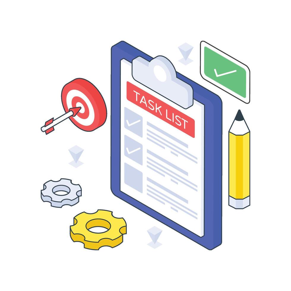 Work Management Task isometric Colored illustration vector