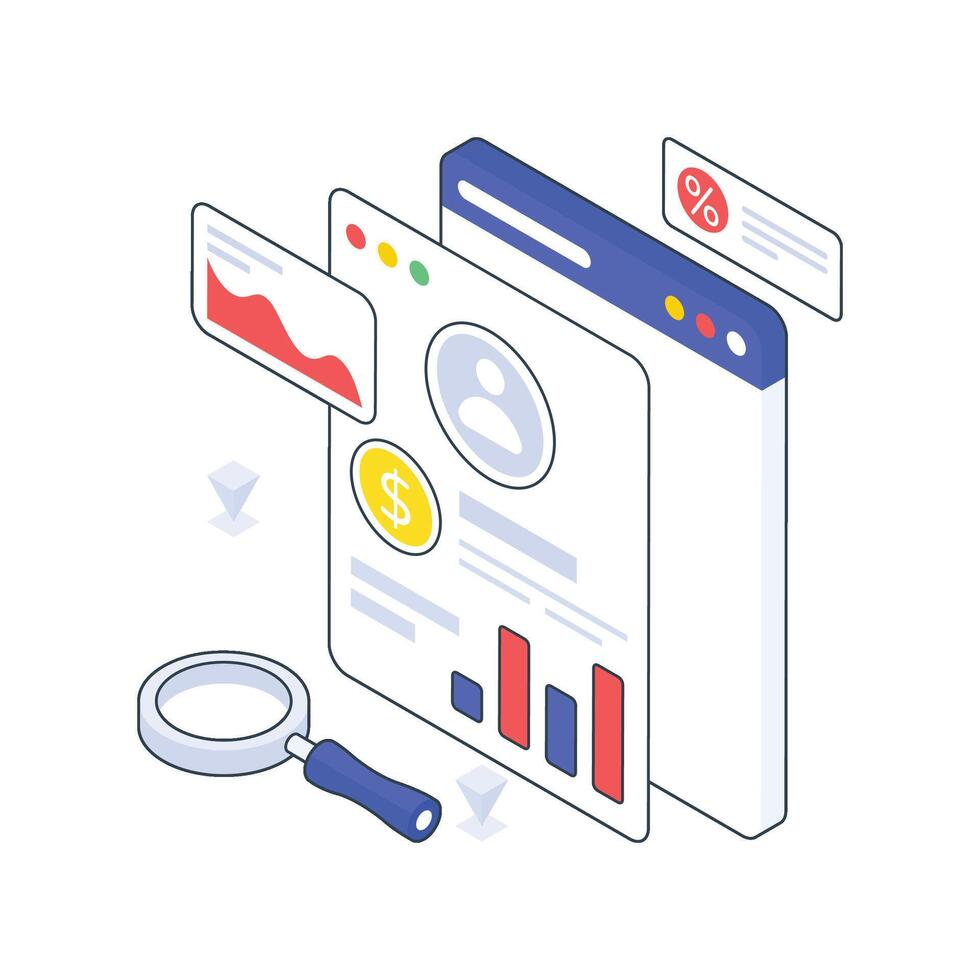Accounts Analysis isometric Colored illustration vector