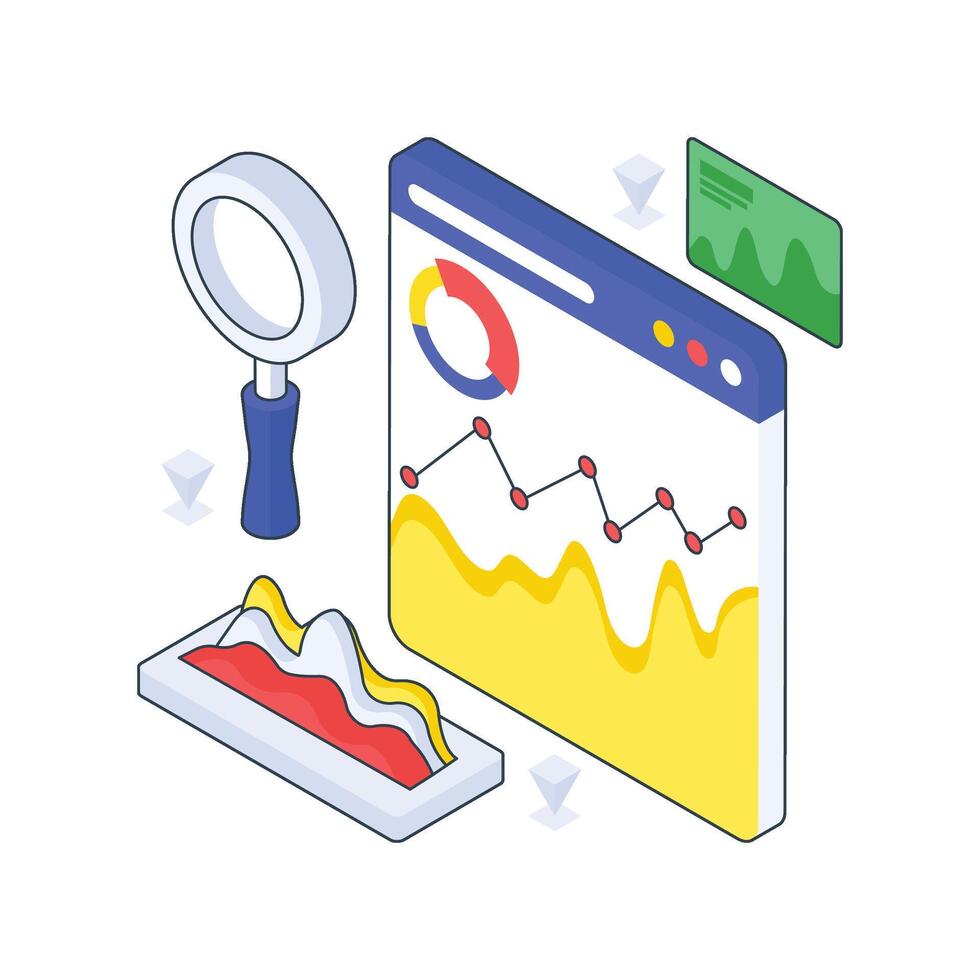 Analysing Market isometric Colored illustration vector