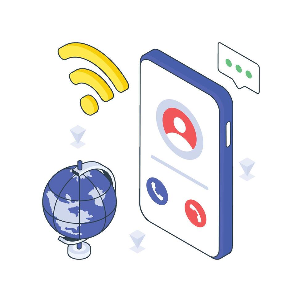 Global Communication isometric Colored illustration vector