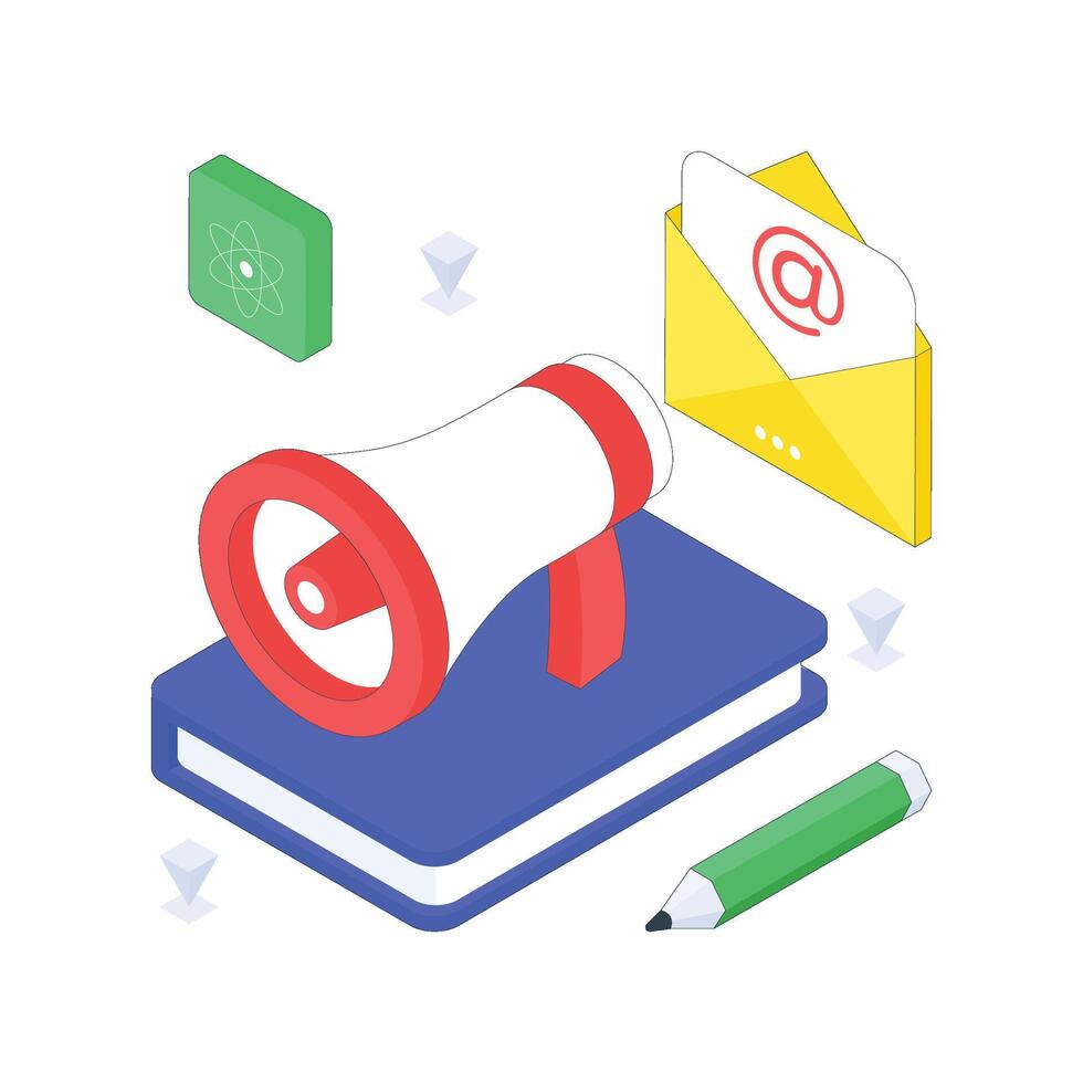 Educational Marketing isometric Colored illustration vector