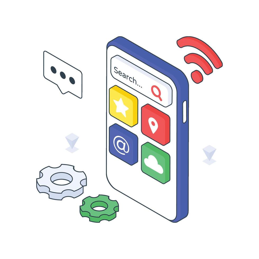 Mobile Apps isometric Colored illustration vector