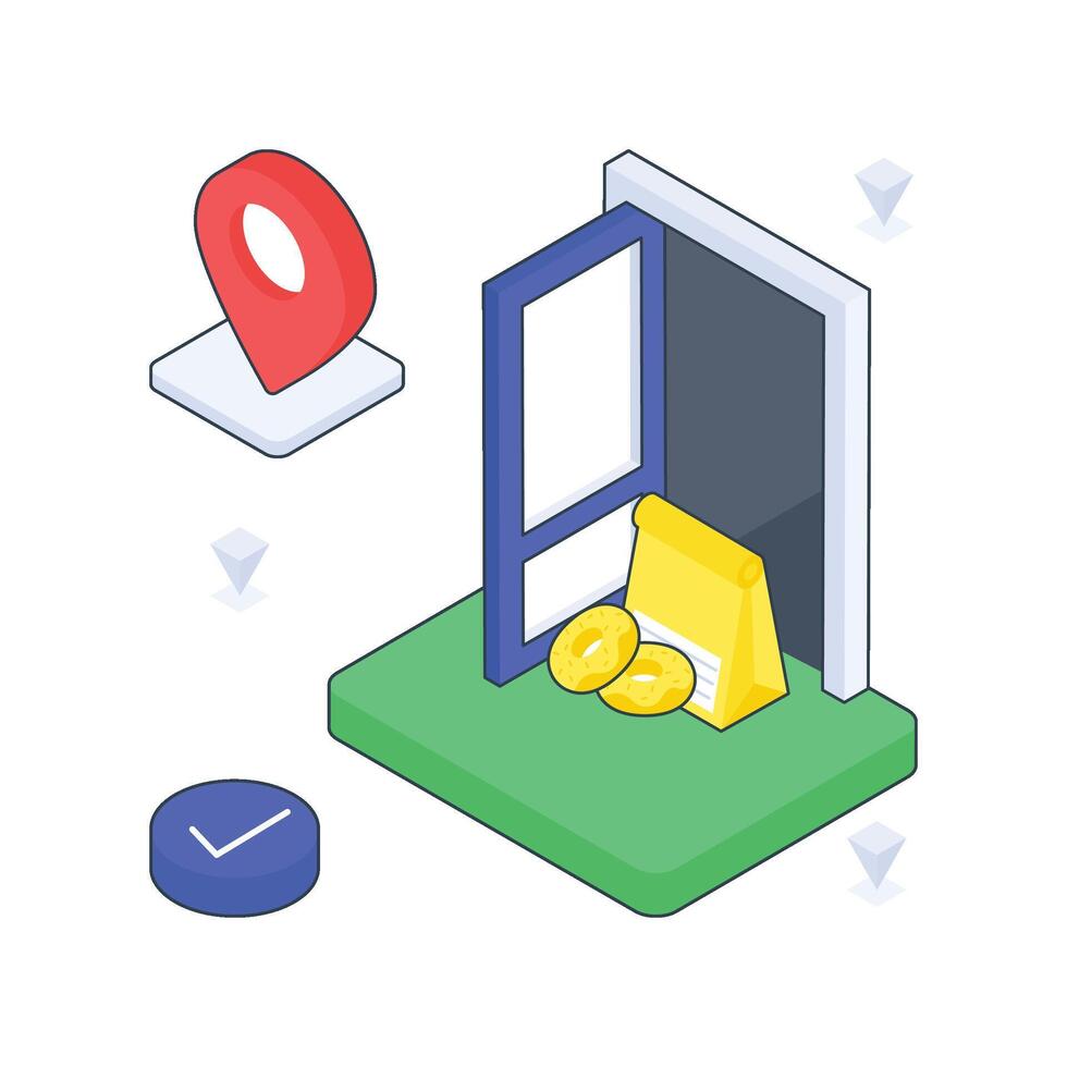 Door To Door Delivery isometric Colored illustration vector