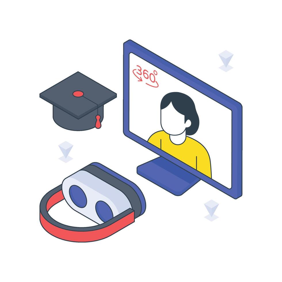 Virtual Lectureisometric Colored illustration vector