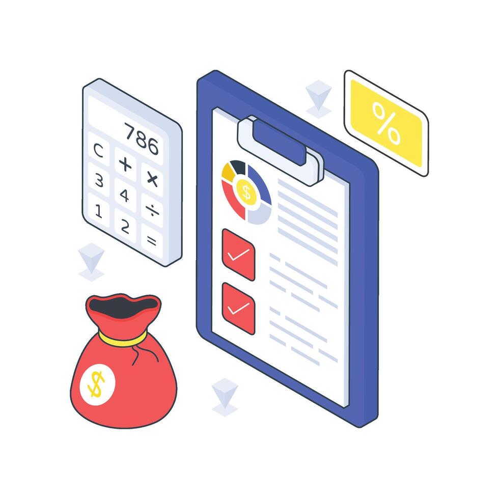 Budget Analytics isometric Colored illustration. vector