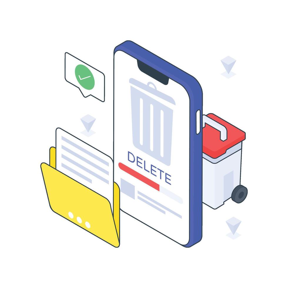 Delete Files isometric Colored illustration vector