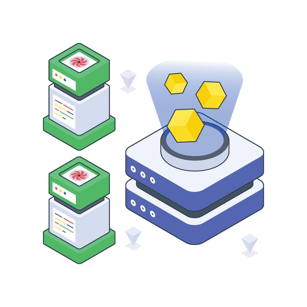 Hologram isometric Colored illustration vector