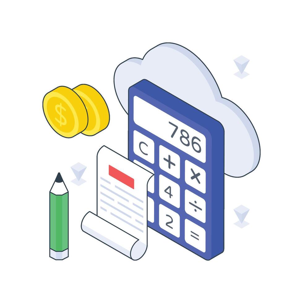 Cloud Accounting isometric Colored illustration. vector