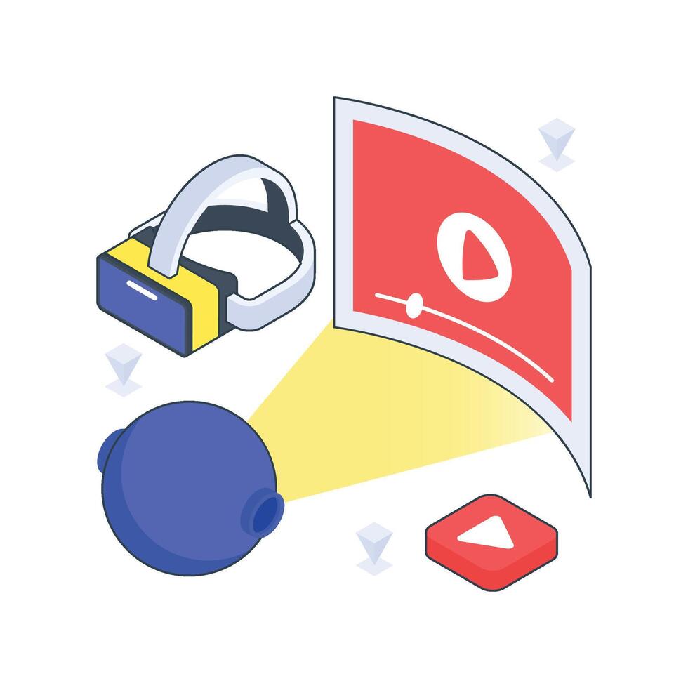 Watching Vr Movie isometric Colored illustration vector