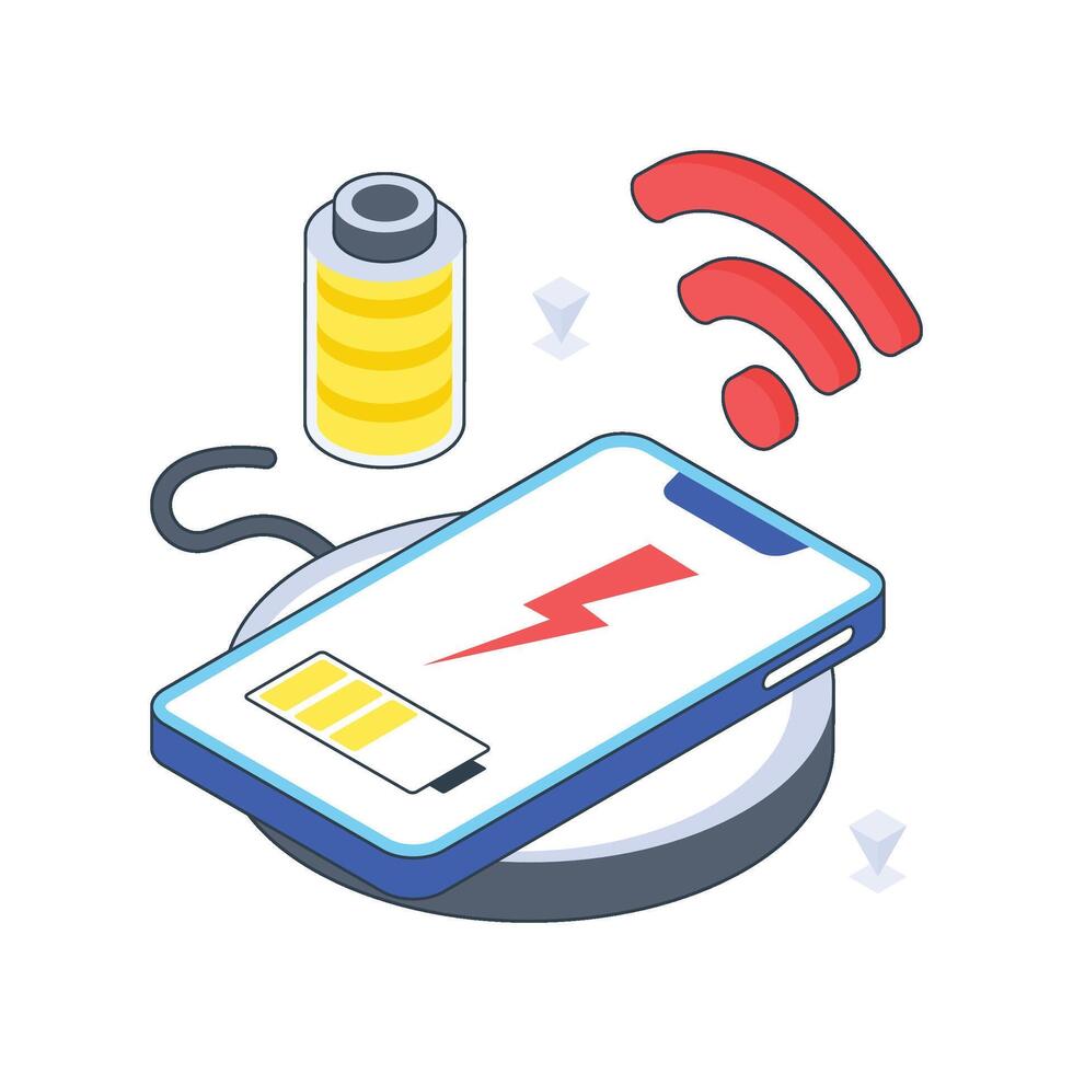 Wireless Charger isometric Colored illustration vector