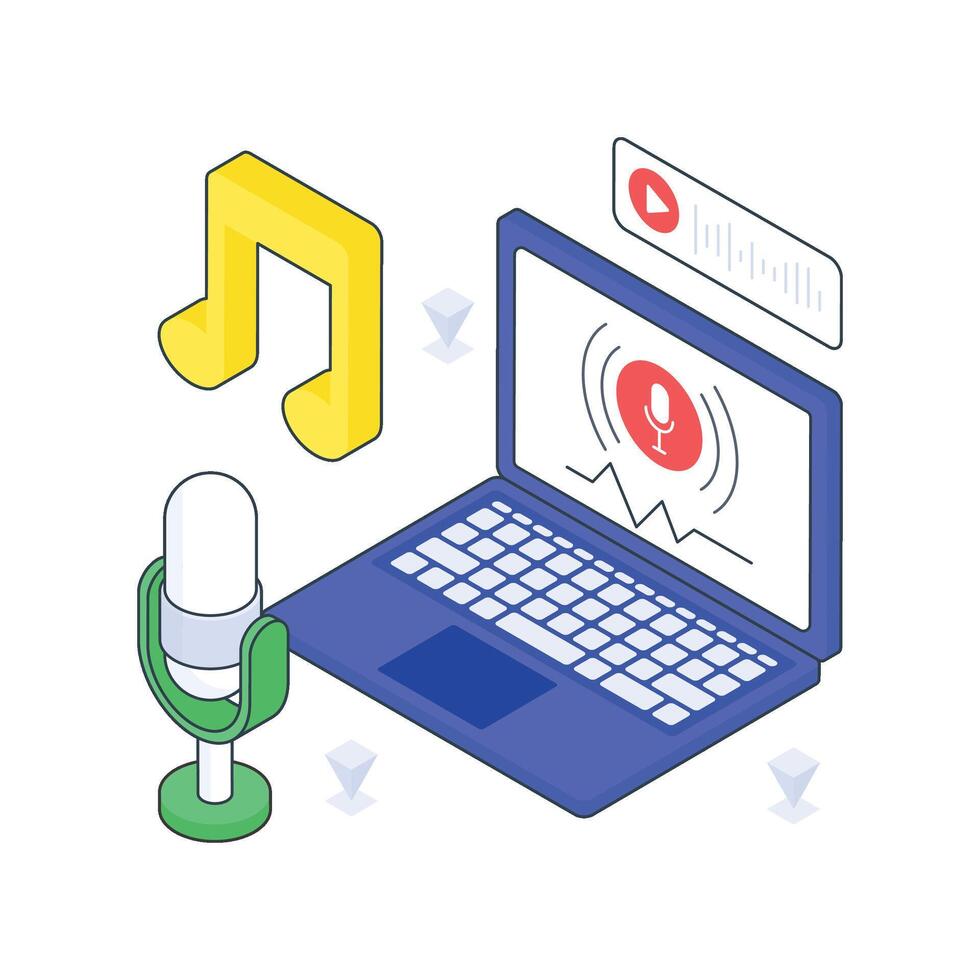 Voice Recognition isometric Colored illustration vector