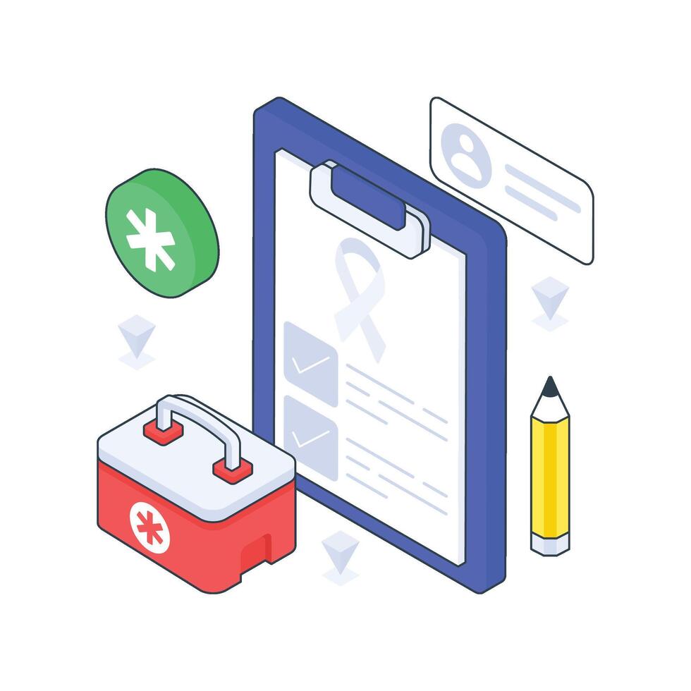 Cancer Report isometric Colored illustration. EPS File stock illustration vector
