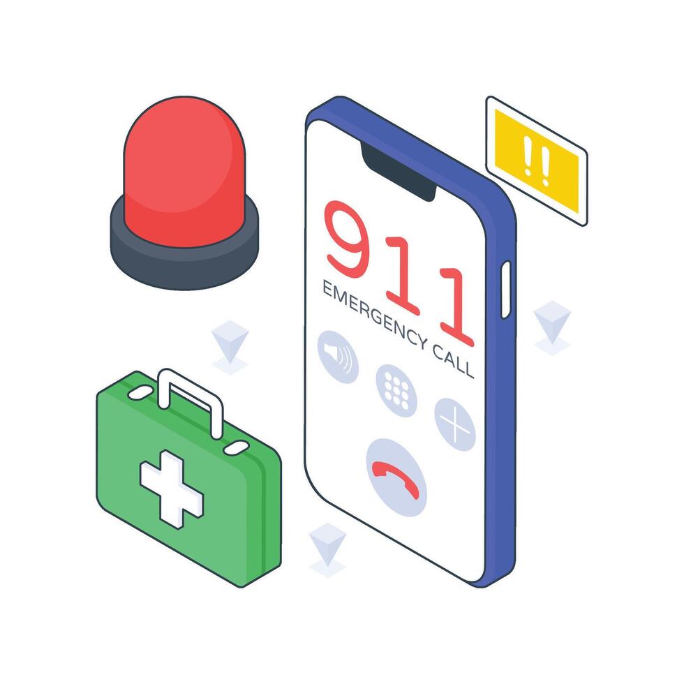 Emergency Call isometric Colored illustration. EPS File stock illustration vector