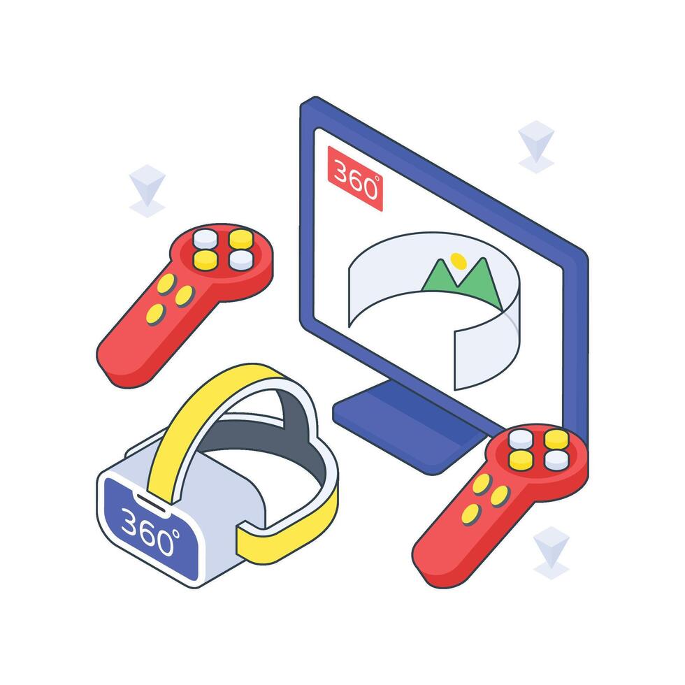PlayStation VR isometric Colored illustration vector