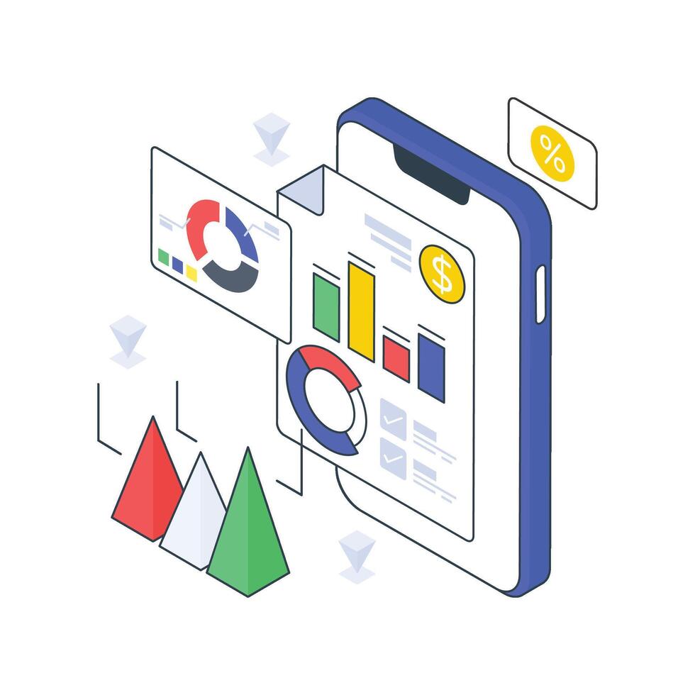 Financial Planning isometric Colored illustration. vector