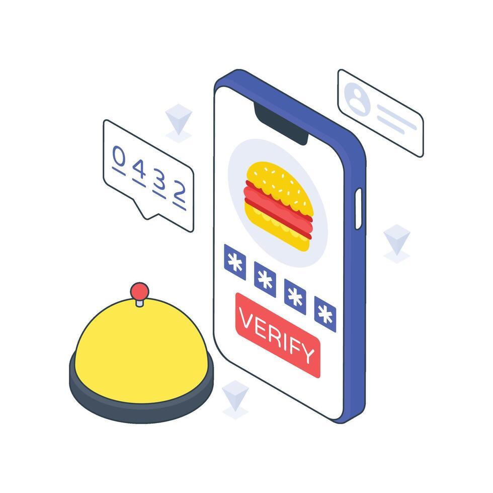 Food OTP isometric Colored illustration vector