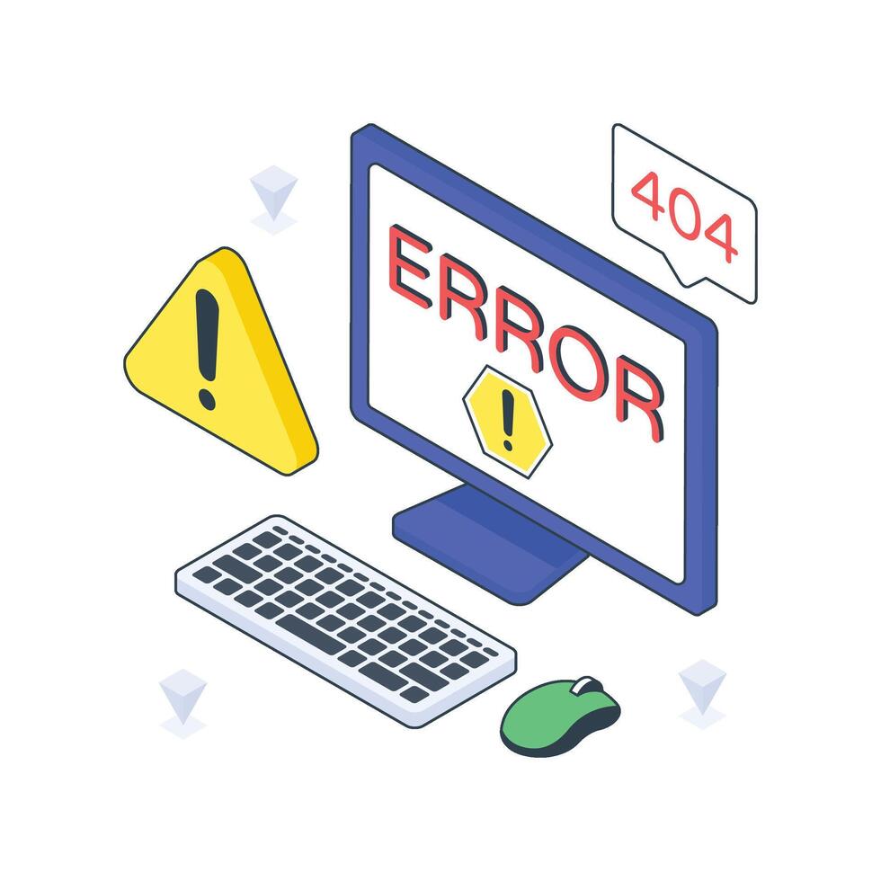 System Error isometric Colored illustration. vector
