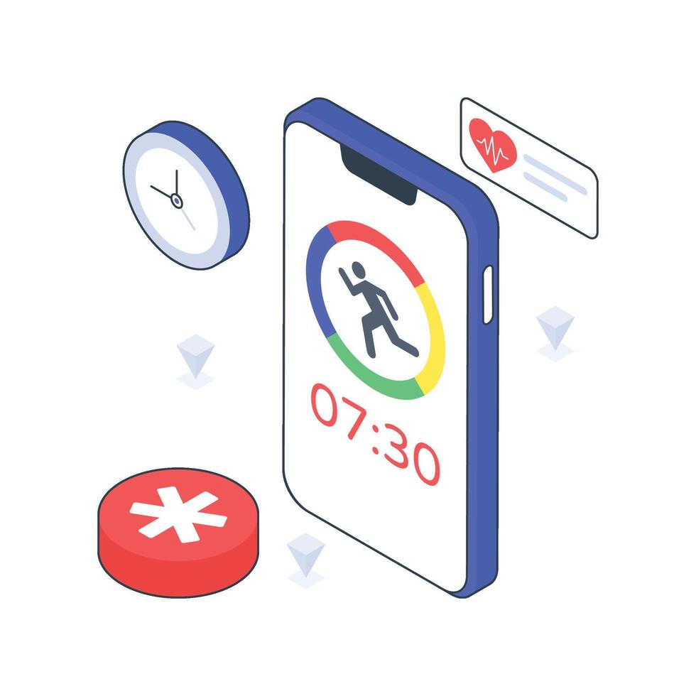 Fitness App isometric Colored illustration. EPS File stock illustration vector