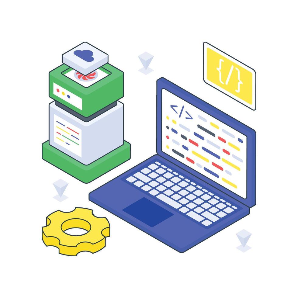 Application programming interface isometric Colored illustration. vector
