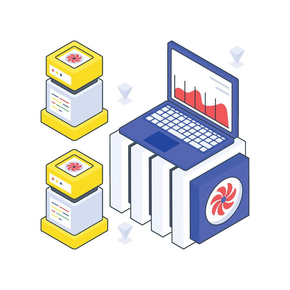 Data Network isometric Colored illustration. vector
