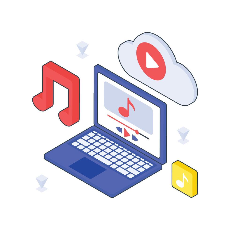 Cloud Music isometric Colored illustration vector