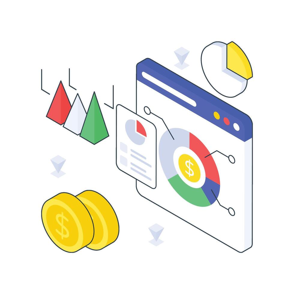 Financial Infographics isometric Colored illustration vector