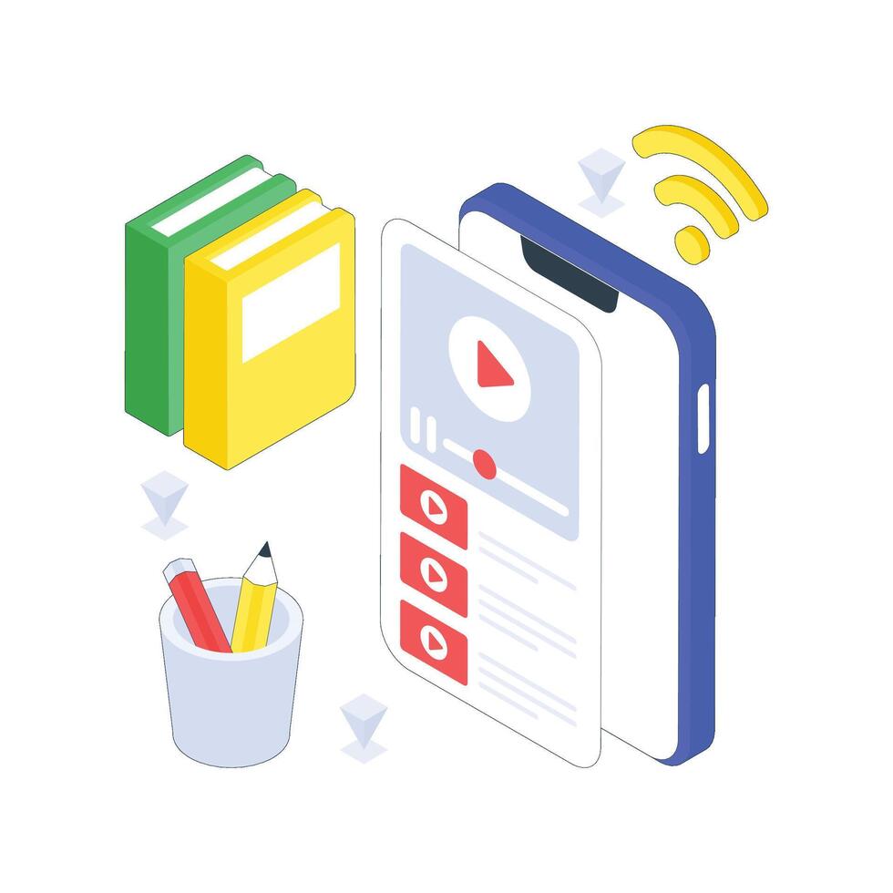 Online Educational isometric Colored illustration vector