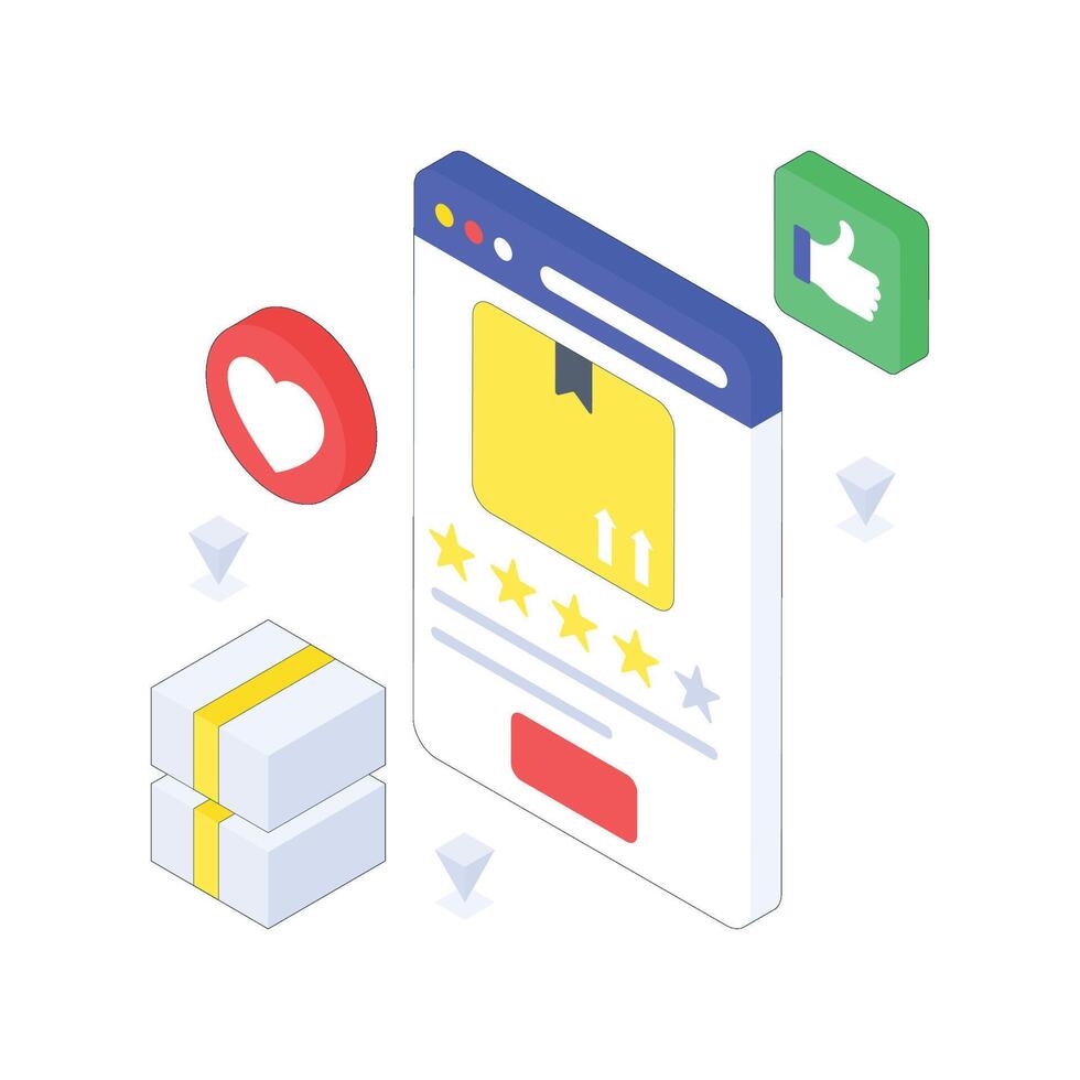 Product Review isometric Colored illustration vector