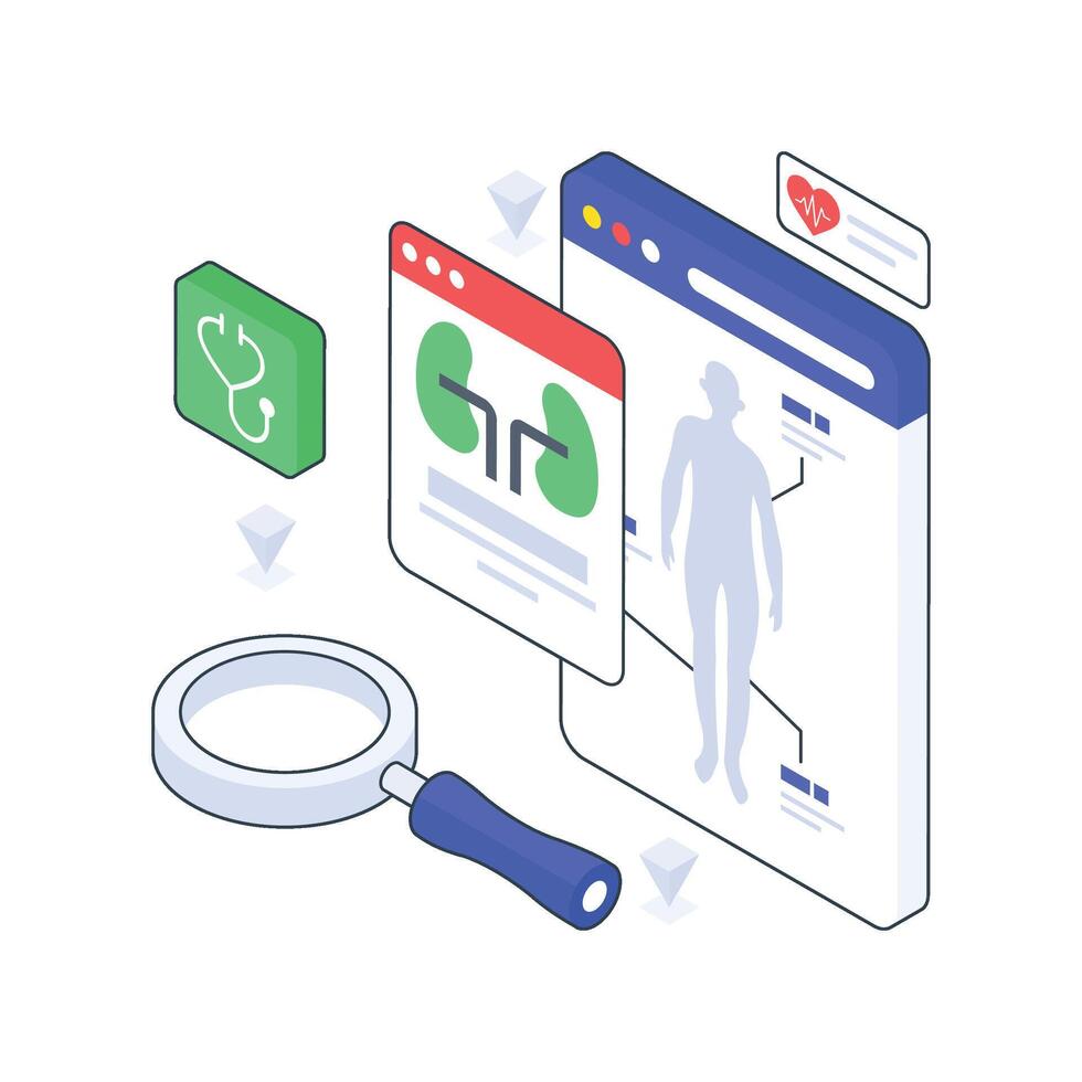 Checking Patient Disease Report isometric Colored illustration. EPS File stock illustration vector