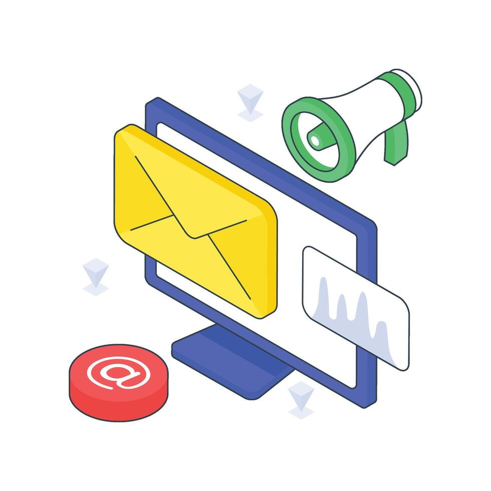 Email Marketing isometric Colored illustration vector