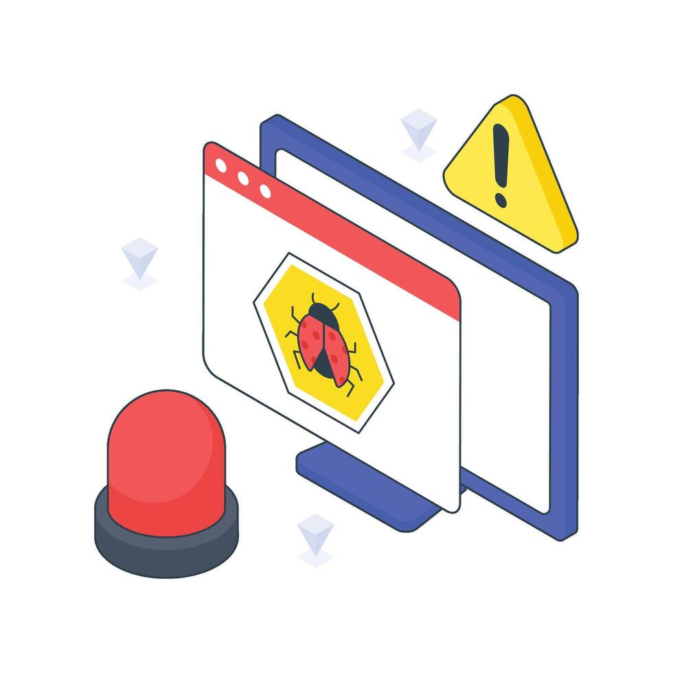 Virus Alert isometric Colored illustration. vector