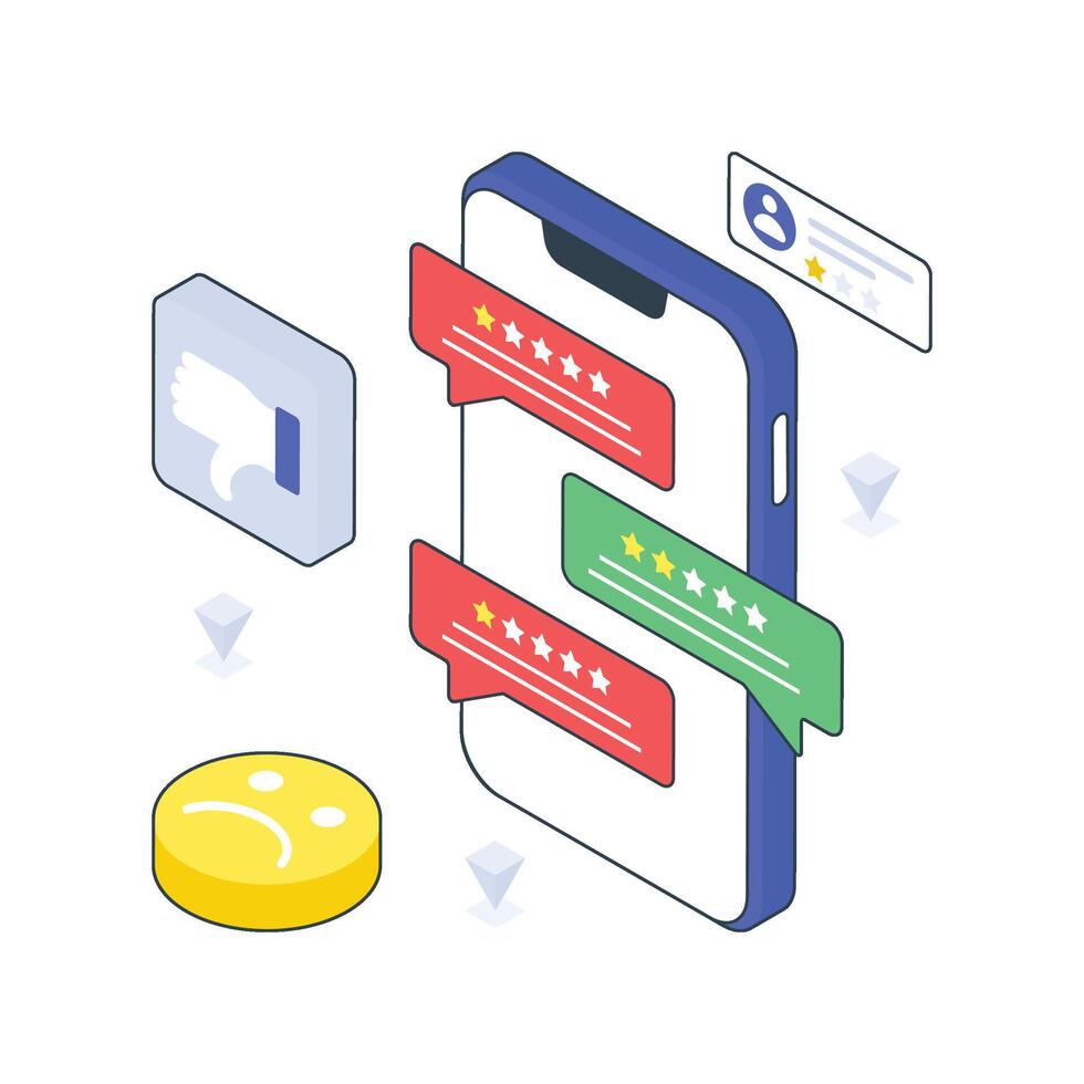 Bad Feedback isometric Colored illustration vector