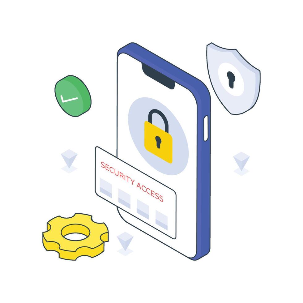 Application Security isometric Colored illustration. vector