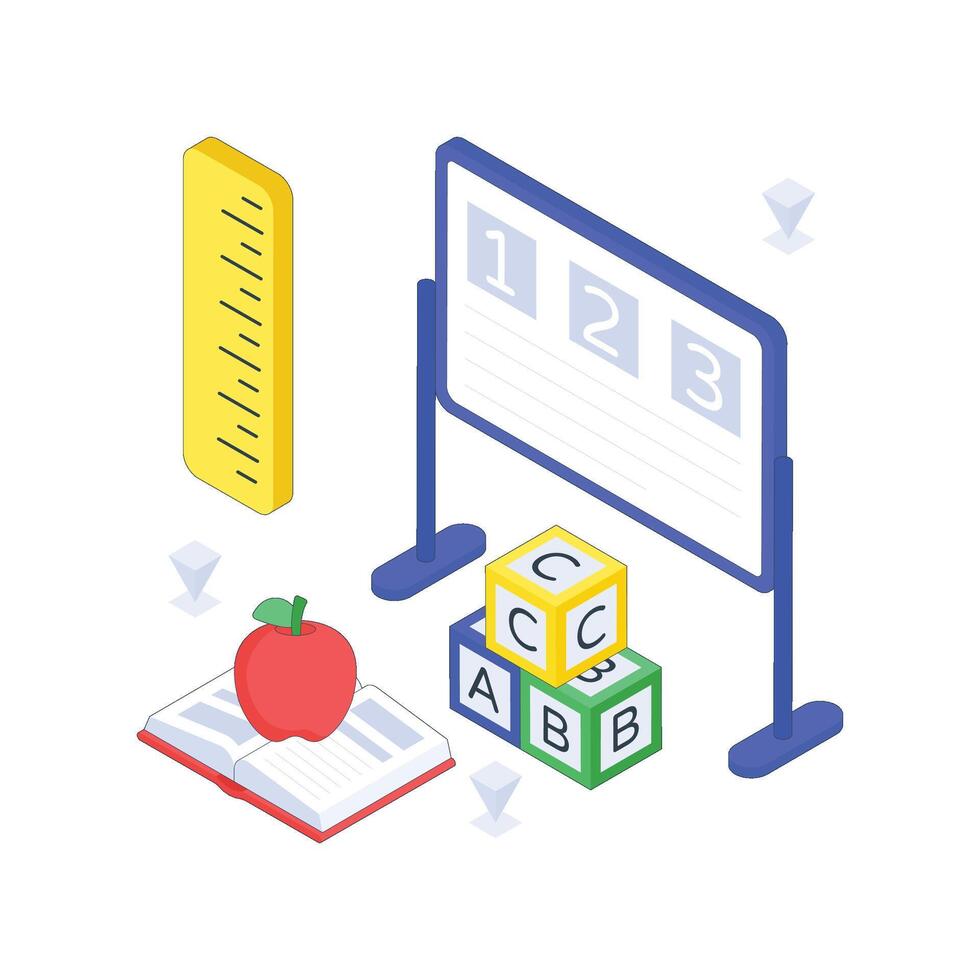 Primary Education isometric Colored illustration vector