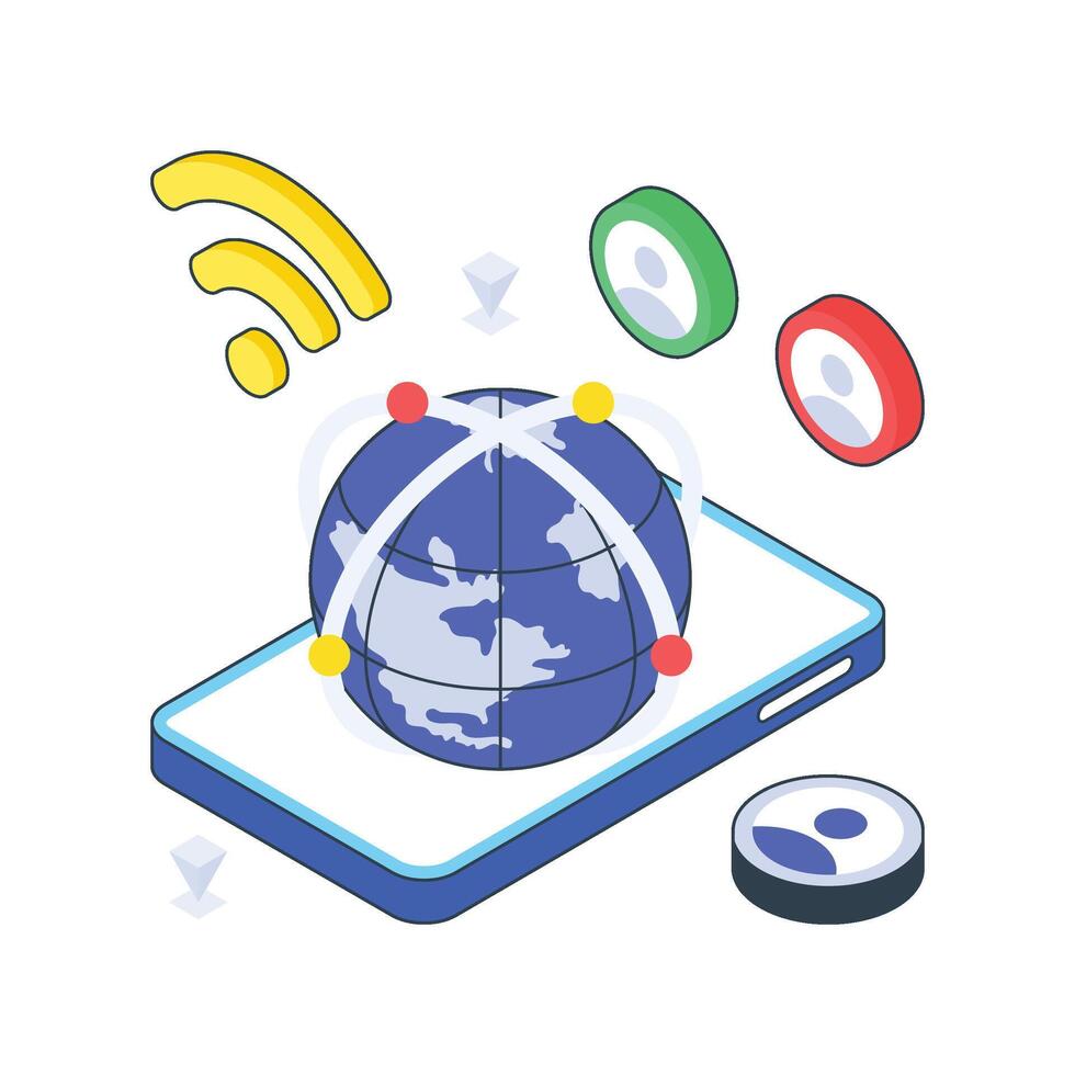 Global Network isometric Colored illustration vector