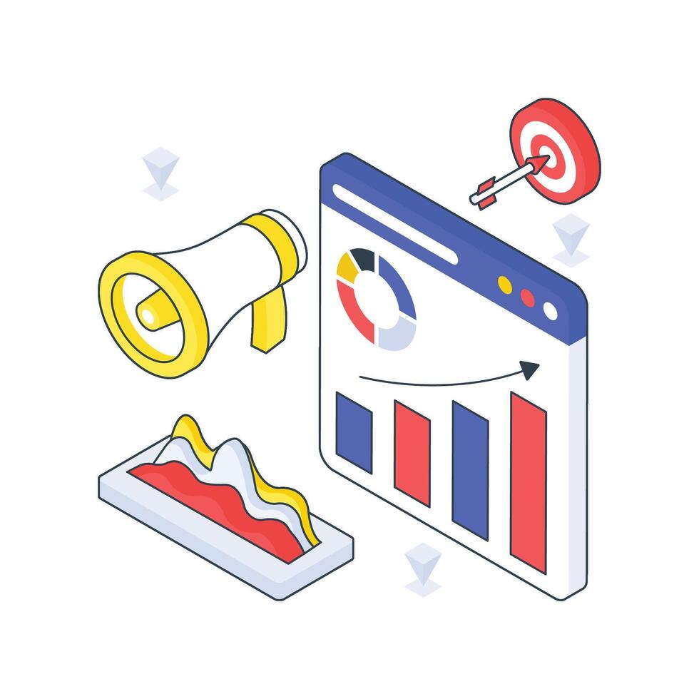 Business Marketing isometric Colored illustration vector