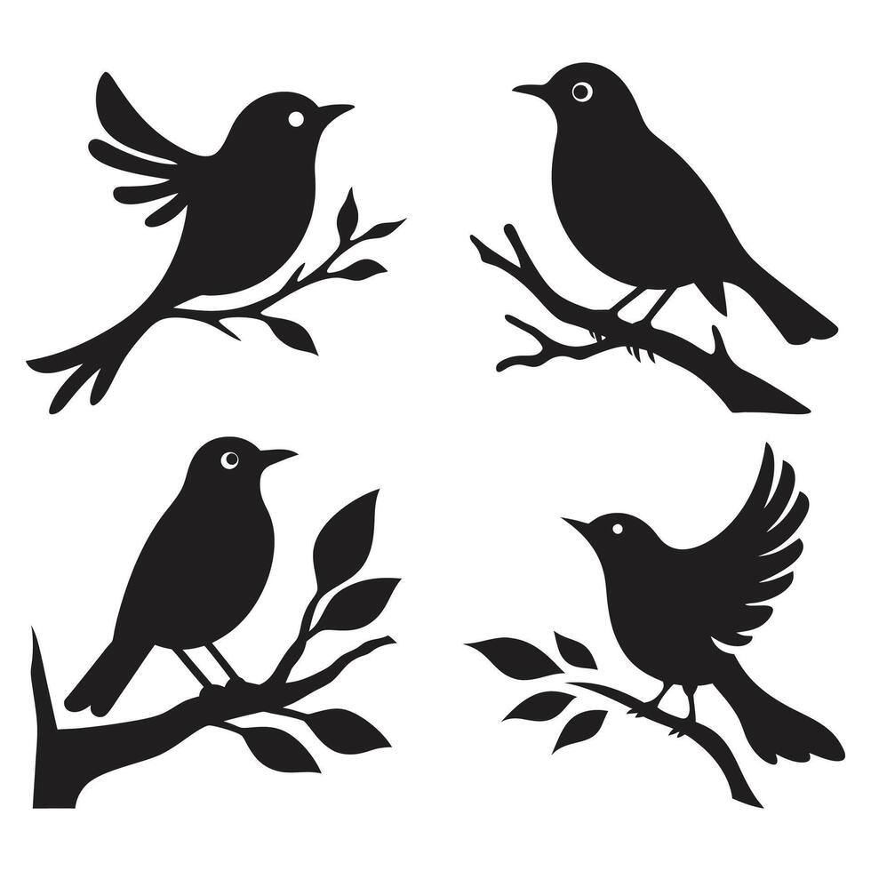 Bird Silhouette Collection Elegant Bird Silhouette Collection bird on branch vector