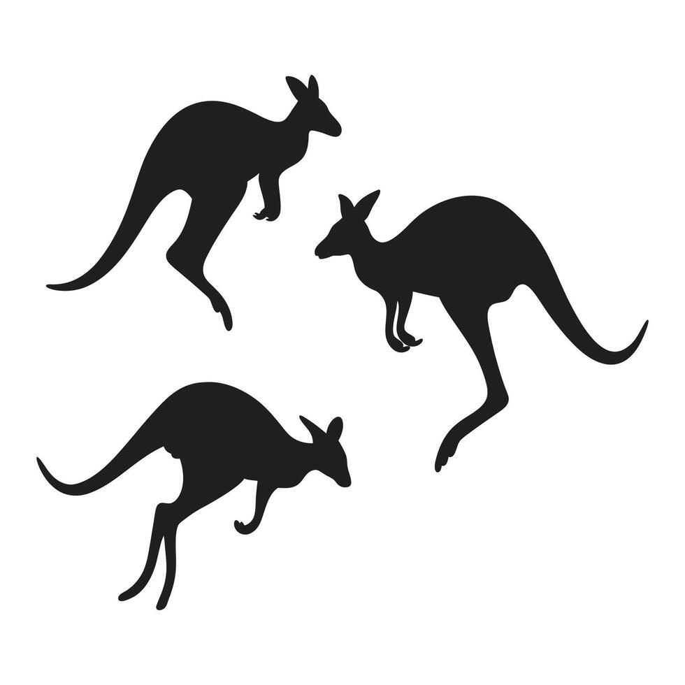 kangaroo silhouette wildlife illustration Australian animal jumping kangaroo vector