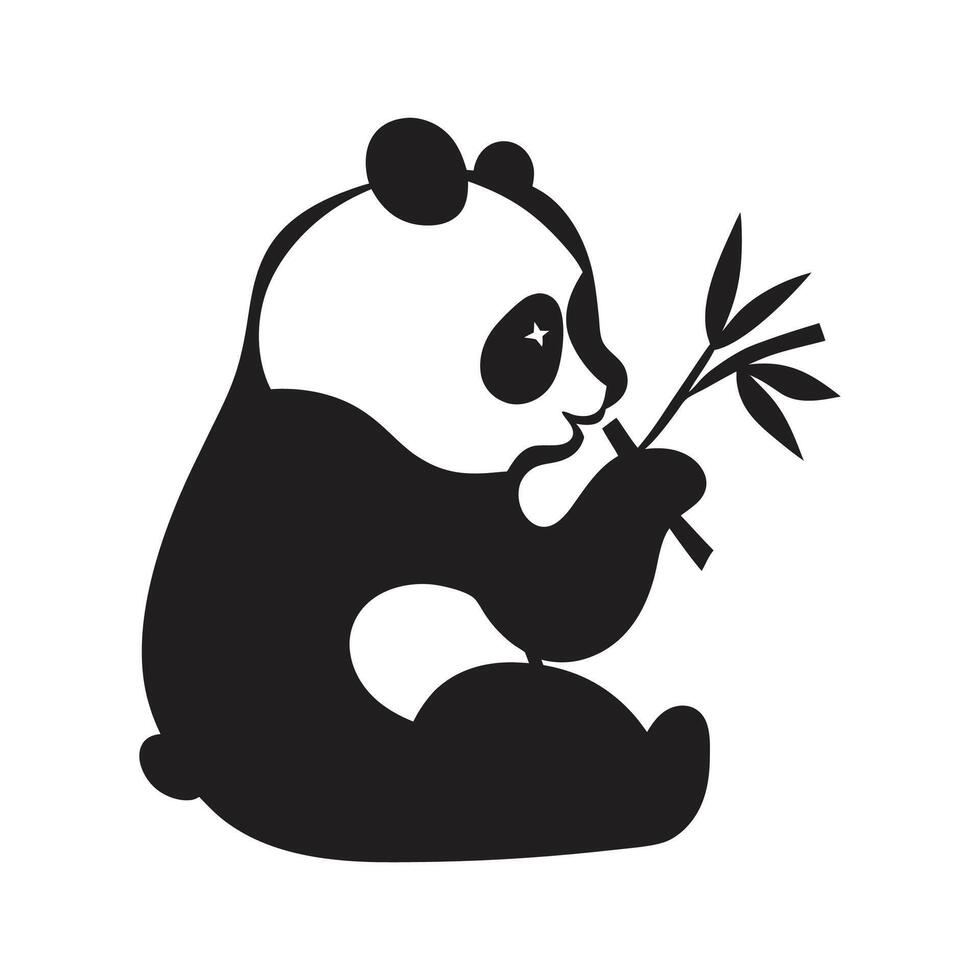Panda Eating Bamboo Silhouettes for Wildlife bamboo illustration panda silhouette vector