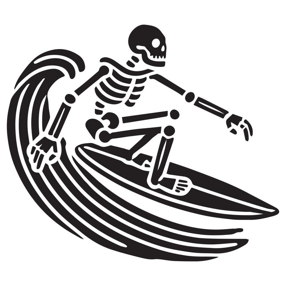 Undead Skeleton on Surfboard Clipart vector
