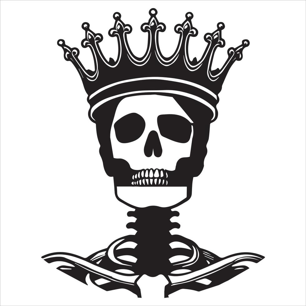Crowned Skeleton King Clipart vector