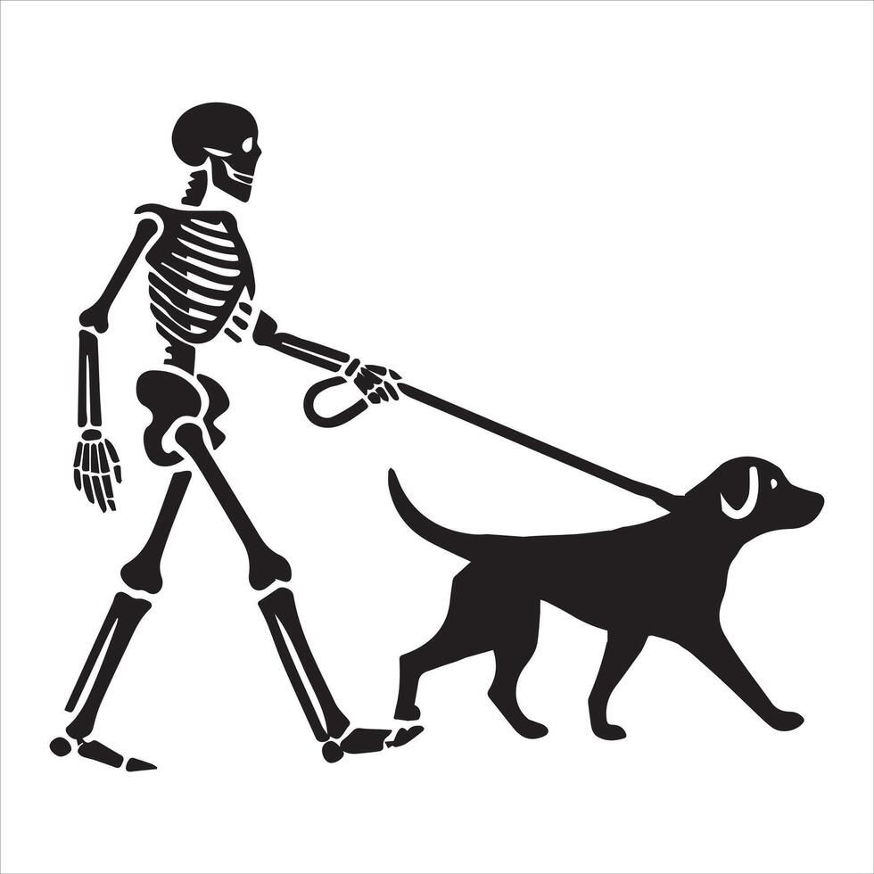 Skeleton Man with Dog Clipart Design vector