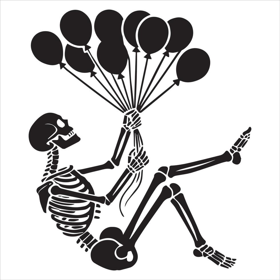 Bone Holding Colorful Balloons Clipart vector