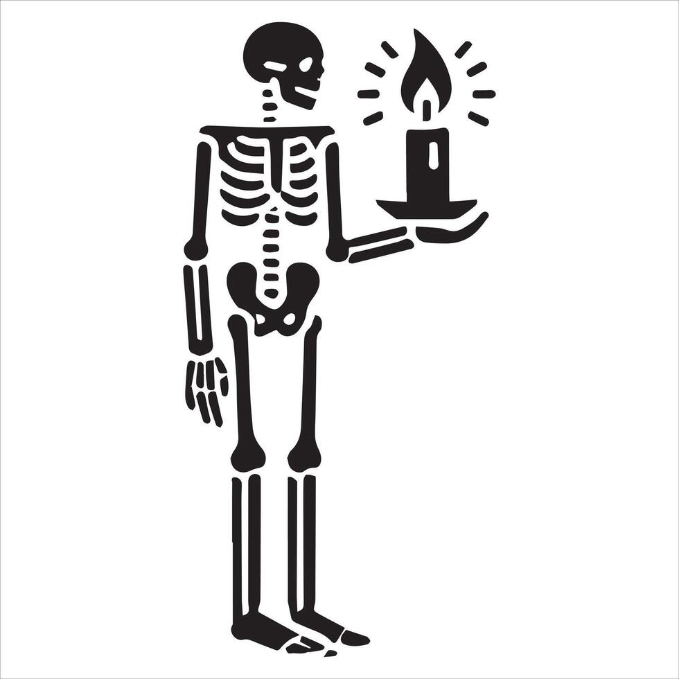 Skeleton in Darkness with Candle Clipart vector