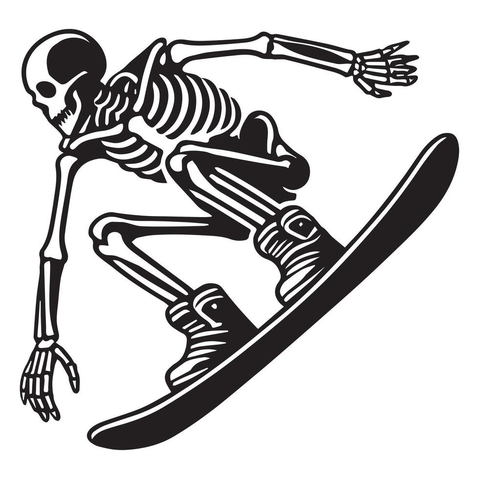 Skeleton Shredding Snow Clipart vector